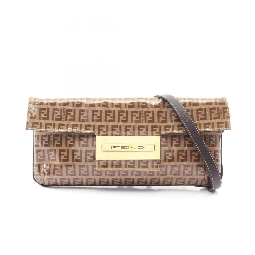 Fendi Mamma Bucket Shoulder Bag Canvas Leather Brown